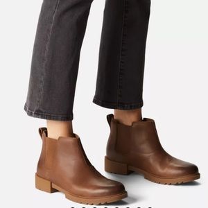 NWB Sorel Emelie II Leather Chelsea Boot Hazelnut